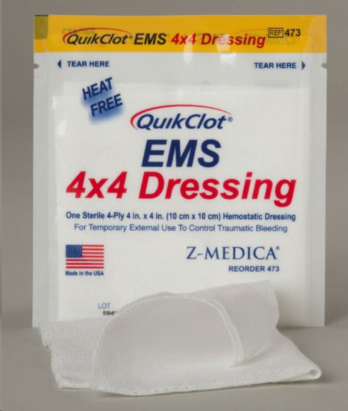 QuikClot EMS Dressing 10x10 cm  Pack mit 3 Stück