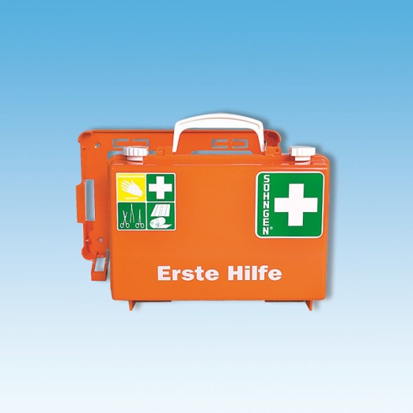 Erste Hilfe Koffer Quick-CD orange, leer 260 x 170 x 110 mm mit  Wandhalterung, Koffer, Notfallkoffer, Unsere Produkte